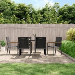 Berkfield Home Garden Chairs 6 pcs Black 55x61.5x90 cm Textilene & Steel - thumbnail 1