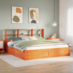 Berkfield Home Bed Frame without Mattress Wax Brown 180x200 cm Super King Solid Wood Pine - thumbnail 1