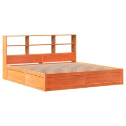 Berkfield Home Bed Frame without Mattress Wax Brown 180x200 cm Super King Solid Wood Pine - thumbnail 3