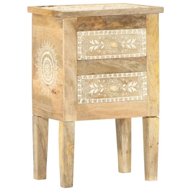 Berkfield Home Hand Painted bedside Cabinet 40x30x60 cm Solid Mango Wood in Brown - Size: 40 x 30 x 60 cm - image 1