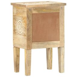 Berkfield Home Hand Painted bedside Cabinet 40x30x60 cm Solid Mango Wood in Brown - Size: 40 x 30 x 60 cm - thumbnail 4