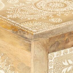 Berkfield Home Hand Painted bedside Cabinet 40x30x60 cm Solid Mango Wood in Brown - Size: 40 x 30 x 60 cm - thumbnail 5