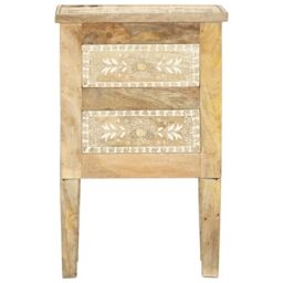 Berkfield Home Hand Painted bedside Cabinet 40x30x60 cm Solid Mango Wood in Brown - Size: 40 x 30 x 60 cm - thumbnail 3