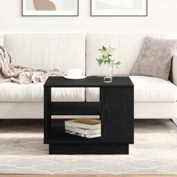 Berkfield Home Traditional Black Oak Coffee Table 55x55x42 cm Made of Engineered Wood - Size: 55 x 55 x 42 cm - thumbnail 2