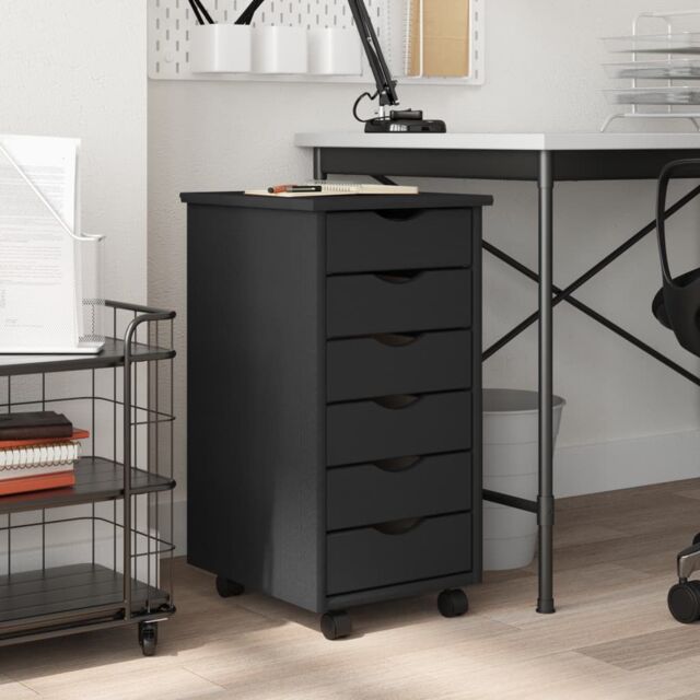 Berkfield Home Rolling Cabinet with Drawers MOSS Grey Solid Wood Pine - image 1