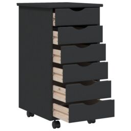Berkfield Home Rolling Cabinet with Drawers MOSS Grey Solid Wood Pine - thumbnail 3