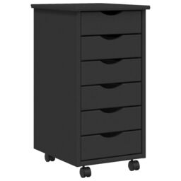 Berkfield Home Rolling Cabinet with Drawers MOSS Grey Solid Wood Pine - thumbnail 2