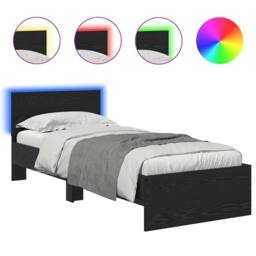 Berkfield Home Bed Frame with Headboard Black Oak 75 x 190 cm Engineered Wood - thumbnail 2