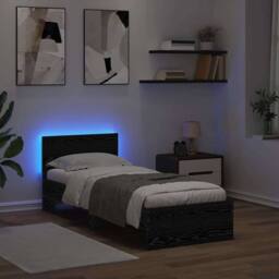 Berkfield Home Bed Frame with Headboard Black Oak 75 x 190 cm Engineered Wood - thumbnail 4