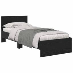 Berkfield Home Bed Frame with Headboard Black Oak 75 x 190 cm Engineered Wood - thumbnail 3