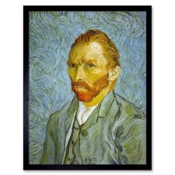 "Artery8 Vincent Van Gogh Self Old Master Painting 12x16"" Framed Wall Art Print in Blue - Size: W12"" x H16""" - thumbnail 1