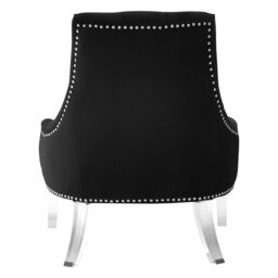 Orsina Elegant Button Tufted Black Chair, Velvet Upholstered Mid Century Armchair, Sturdy Comfortable Armchair - thumbnail 4