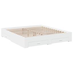 Berkfield Home Modern Bed Frame with Drawers without Mattress White 180x200 cm S - Size: Super King - thumbnail 1