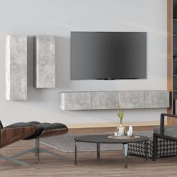 Berkfield Home 4 Piece TV Cabinet Set Concrete Grey Engineered Wood - thumbnail 1