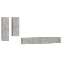 Berkfield Home 4 Piece TV Cabinet Set Concrete Grey Engineered Wood - thumbnail 2