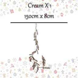 VFM e-Store Christmas Glitter Leaves Garland Decoration 150cm x 8cm Cream X 1 - Size: 150 cm x 8 cm - thumbnail 2