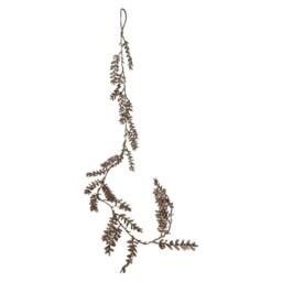 VFM e-Store Christmas Glitter Leaves Garland Decoration 150cm x 8cm Cream X 1 - Size: 150 cm x 8 cm - thumbnail 1