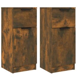 Berkfield Home Sideboards 2 pcs Smoked Oak 30x30x70 cm Engineered Wood in Brown - Size: 30 x 30 x 70 cm - thumbnail 2