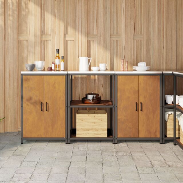 Berkfield Home Kitchen Storage Set with Shelf with Storage with Door 3 pcs Rusty 180 x 50 x 92 cm in Brown - image 1