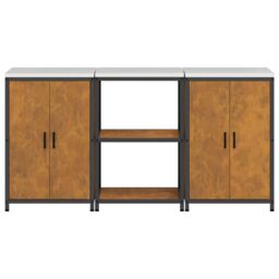 Berkfield Home Kitchen Storage Set with Shelf with Storage with Door 3 pcs Rusty 180 x 50 x 92 cm in Brown - thumbnail 9