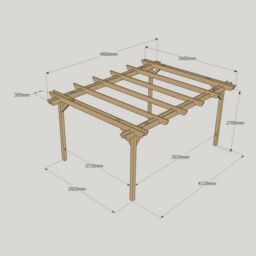 Rutland County Garden Furniture Ltd Double Garden Pergola - Wood - L360 x W480 x H270 cm - Rustic Brown - thumbnail 5