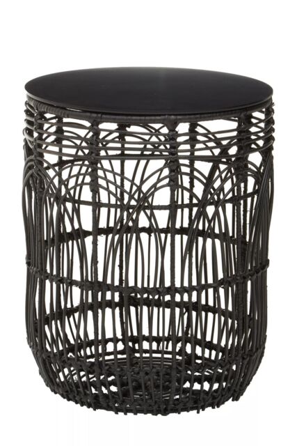 Orsina Versatile Design Round Rattan Table, Industrial Design Bedroom Table, Everyday Use Side Table For Lounge in Black - image 1