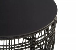 Orsina Versatile Design Round Rattan Table, Industrial Design Bedroom Table, Everyday Use Side Table For Lounge in Black - thumbnail 5