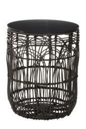 Orsina Versatile Design Round Rattan Table, Industrial Design Bedroom Table, Everyday Use Side Table For Lounge in Black - thumbnail 7