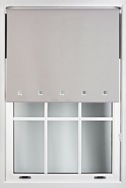 Furnished Blackout Fabric with Chrome Square Eyelets - Window Roller Blinds in Grey - Size: 120 cm width x 165 cm drop - image 1
