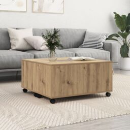 Berkfield Home Coffee Table Artisan oak 75 x 75 x 38 cm Engineered wood in Brown - thumbnail 1