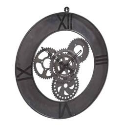 Wyld Haus Inari Industrial Metal Cogs Wall Clock Roman Numerals Brown - thumbnail 2