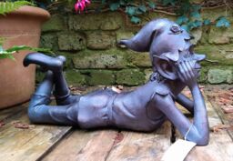 Inspirational Gifting Pixie Laying Garden Sculpture Decoration Ornament in Bronze - thumbnail 6