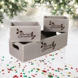 Minster Wooden Boxes (Set of 3) - Rustic Grey - Size: 1 Pack - thumbnail 2