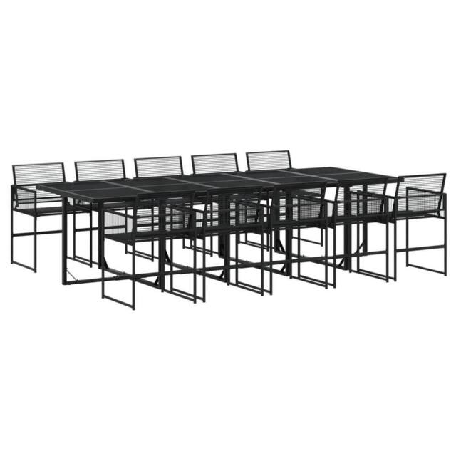 Berkfield Home 11 Piece Garden Dining Set Black Poly Rattan - image 1