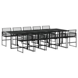 Berkfield Home 11 Piece Garden Dining Set Black Poly Rattan - thumbnail 1