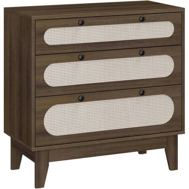 KORVIXA 3 Drawer Dresser Bedside Table Chest in Brown - Size: 100 cm x 100 cm - image 1