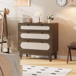 KORVIXA 3 Drawer Dresser Bedside Table Chest in Brown - Size: 100 cm x 100 cm - thumbnail 5