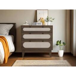 KORVIXA 3 Drawer Dresser Bedside Table Chest in Brown - Size: 100 cm x 100 cm - thumbnail 4