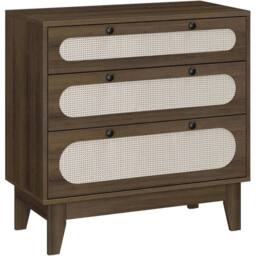 KORVIXA 3 Drawer Dresser Bedside Table Chest in Brown - Size: 100 cm x 100 cm - thumbnail 1