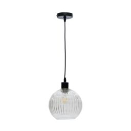 First Choice Lighting Betchley - Clear Ribbed Glass Globe Easy Fit Pendant Shade - thumbnail 2