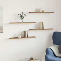 Berkfield Home Bookshelf Boards 4 pcs Artisan Oak 60x10x1.5 cm Engineered Wood in Brown - thumbnail 3