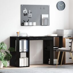 Berkfield Home Black Oak Computer Desk Black Oak MDF Medium - thumbnail 1