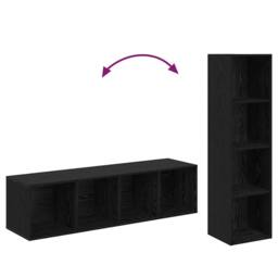 Berkfield Home TV Cabinet 4 pcs Black 37 x 37 x 142.5 cm Engineered wood - thumbnail 8