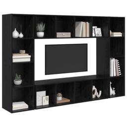 Berkfield Home TV Cabinet 4 pcs Black 37 x 37 x 142.5 cm Engineered wood