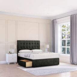 "Sloomy Alabama Divan Bed Base 4 Drawers & 26"" Struts Headboard in Dark Grey - Size: King" - thumbnail 1