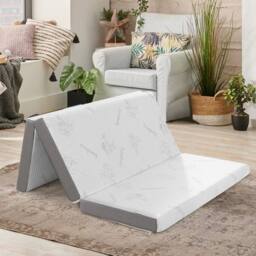 Costway Double Size 10 cm Folding Gel-Infused Tri-fold Mattress Topper Carry Bag RV Camp in White