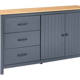 Wyld and Coco Nordic Sideboard Dark Blue 2-Door 3-Drawer Pine W150 x D40 x H80cm - thumbnail 2