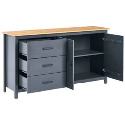 Wyld and Coco Nordic Sideboard Dark Blue 2-Door 3-Drawer Pine W150 x D40 x H80cm - thumbnail 4