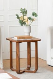 MH London Side Table Square End Table with Four Legs for Living Room & Bedroom - Duchie in Walnut - thumbnail 1