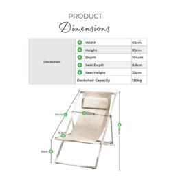 FurnitureboxUK 2x Corsica Metal & Textilene Outdoor Deckchairs with Headrest in Cream - thumbnail 8